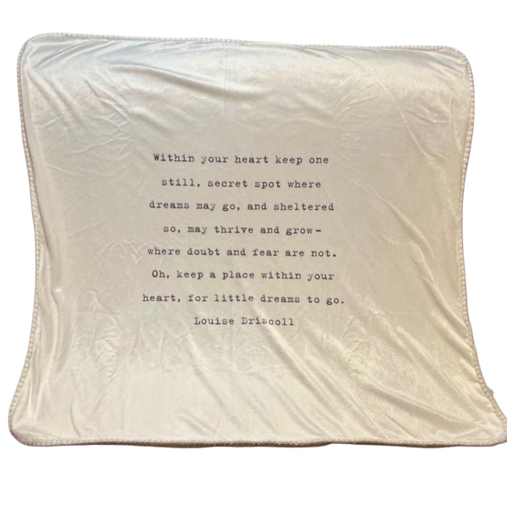 Soft White Baby Blanket w Inspirational Poem Louise Driscoll Keepsake 36x34